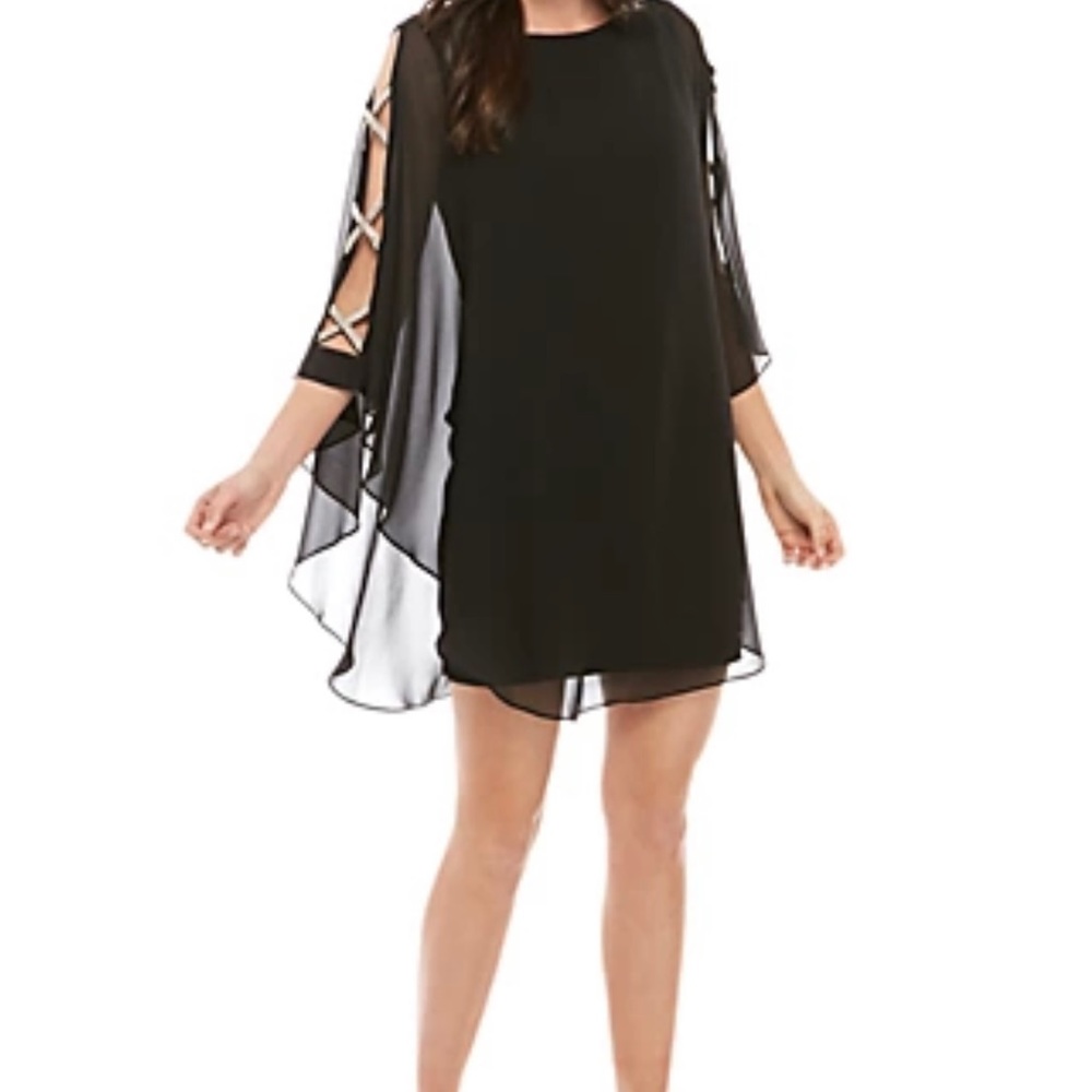 Chiffon Overlay Dress With Faux Diamond Detail Size12